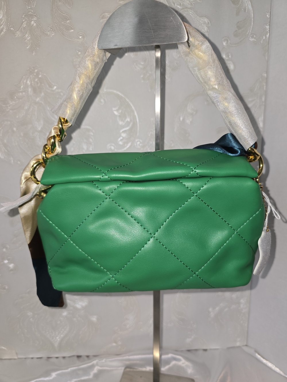 Green Quilted Shoulder Bag & Crossbody